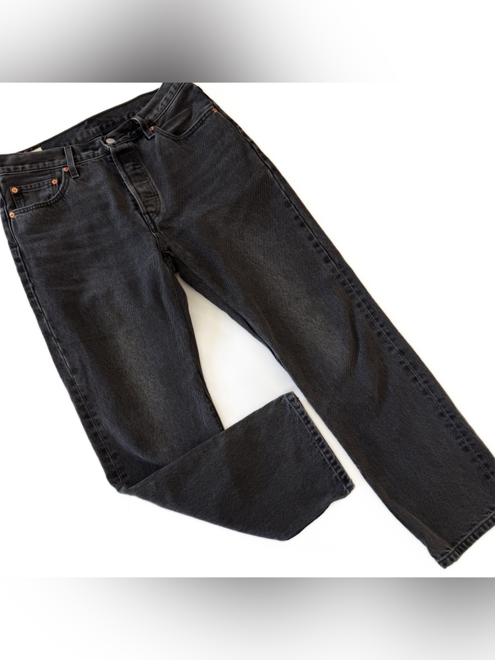 Levi’s Premium 501 Original Fit Women 29 Take A Hint Black Button Fly 27” Inseam - Picture 2 of 12